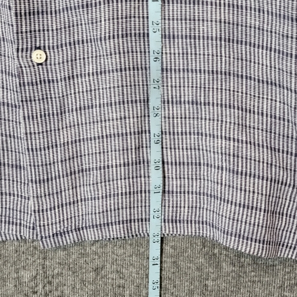 Nautica Shirt Mens XL Blue Striped 100% Linen Short Sleeve with Pocket - Picture 4 of 10